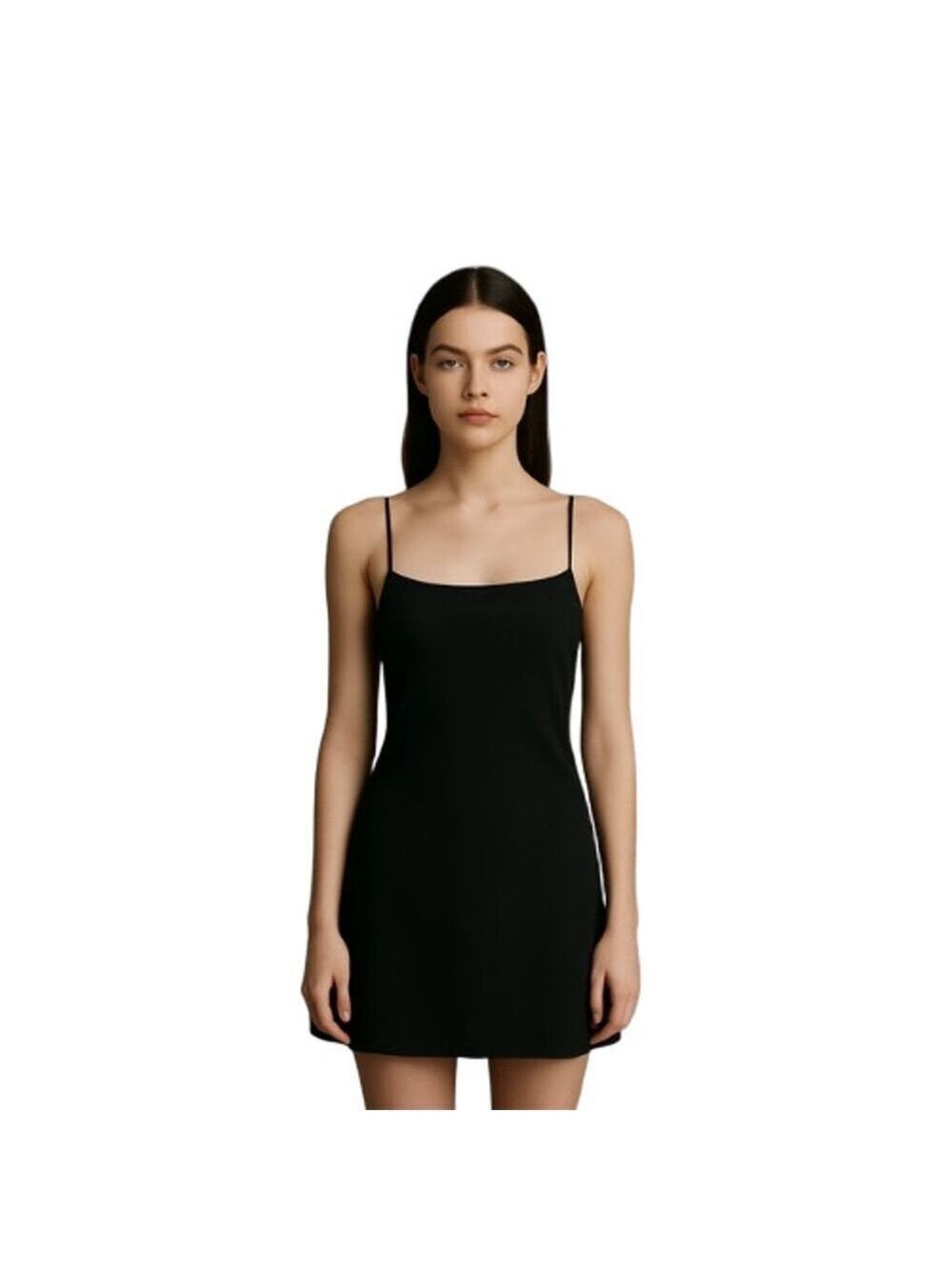 ASOS Mini Slip Dress Adjustable Spaghetti Straps Minimalist Modern Goth Black, 8